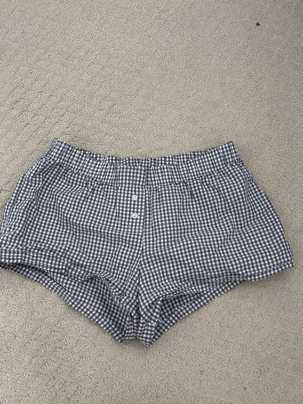 Brandy Melville Blue and White Gingham High Waist Shorts